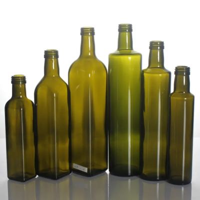 Stocked ready to ship 250ml 500ml 750ml 1000ml dark green amber clear round square EVOO olive oil glass bottle