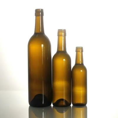 Standard 187ml 375ml 750ml antique green clear burgundy bordeaux wine glass bottle with screwcaps