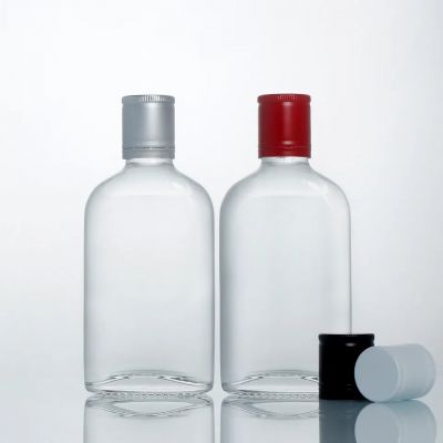 Stocked 200ml 250ml square shape flint gin spirits vodka brandy liquor beverage juice water clear glass bottle with 30*35mm cap