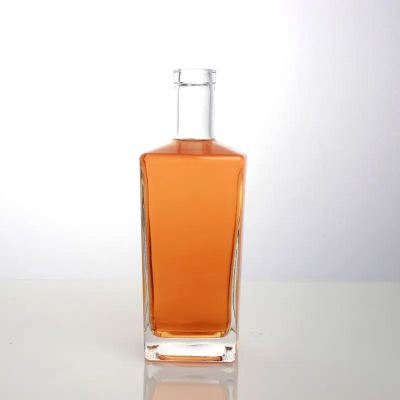 Luxury square shape 700ml 750ml Extra Flint Gin Tequila Whisky Brandy Alcohol spirits Glass Bottle with cork