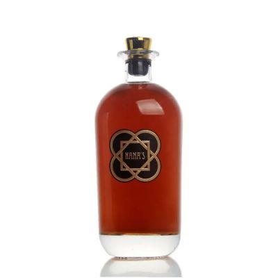 China manufacturer price 700 ml 750 ml Rum Whiskey Vodka Gin Empty Glass Bottle With Zamak Label LOGO