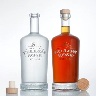 Custom LOGO 700ml 750 ml Extra Flint Rum Tequila Vodka Alcohol Gin Glass Bottle with Label