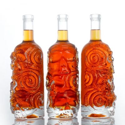 750ml OEM super flint printing double-side decals logo brandy whisky liquor vodka glass bottle