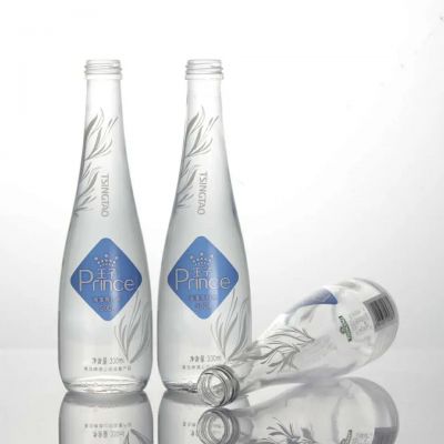 330ml printed extra flint still bottled sparkling mineral water glass bottle with 28mm aluminum caps