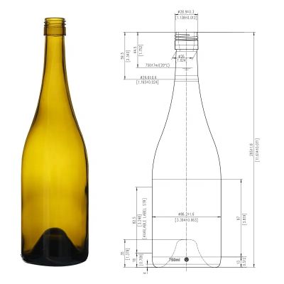 Factory Produced Wine Glass Bottle 750ML Burgundy Bottle