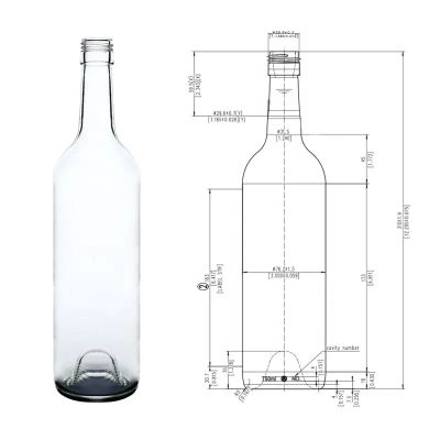 Transparent 750ml Round Shape Bordeaux Wine glass bottle