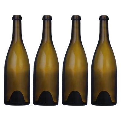 Wholesale custom 750ml 880g cork finished burgundy glass wine bottles