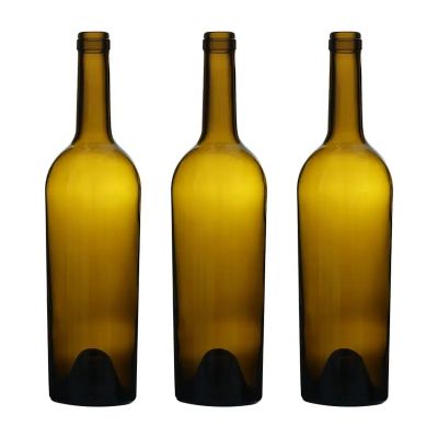 Fast delivery shock resistance glass wine bottle 750ml bordeaux green wine bottle