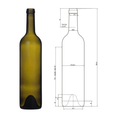 750ml 700g cork finish antique green red wine storage bottle for zinfandels