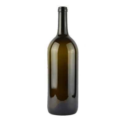 High Quality Wide Shoulder Heavy Antique Green Glass Wine Bottle 750Ml For Bordeaux