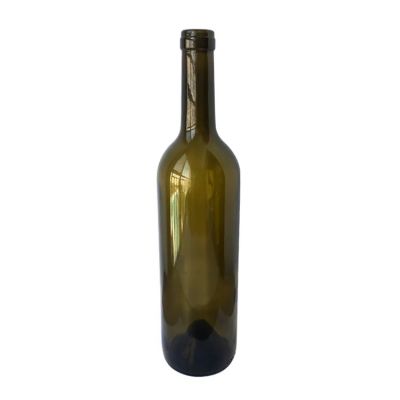 Wholesale Empty 750ml Large Capacity Glass Bottles Cork Cap Green Bordeaux Glass Wine Bottle