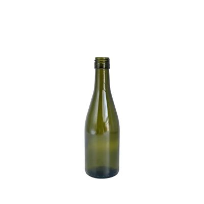 Wholesale mini capacity 250ml screw cap antique green glass burgundy wine bottle