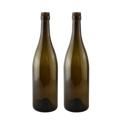 Hot Sale 750ml Screw Cap Glass Bottles Empty Round Green and Clear Burgundy Wine Bottle Custom 75cl