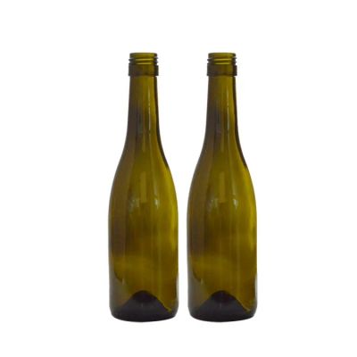 Custom small capacity 375ml screw cap glass bottle wholesale empty antique green burgundy wine bottle