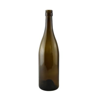 Classical delicate empty commonly used antique green screw top burgundy 750ml glass bottle for wine