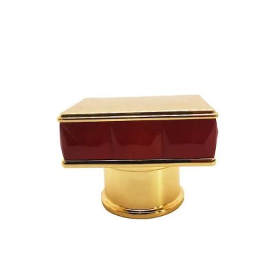 Red Color Hot Sale High Quality Zamac Luxury Perfume Bottle Cap with Marble