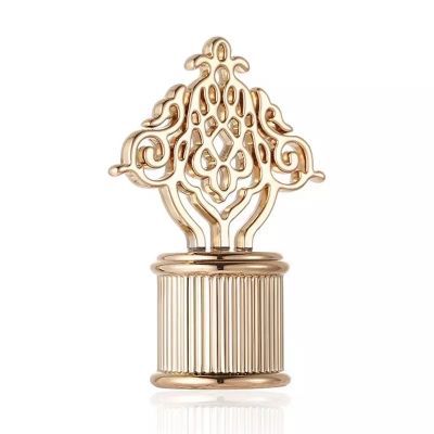 Perfume Packaging Custom Design Perfume Lids Arabic Style High Grade Gold Zinc Alloy Flower Perfume Bottle Cap