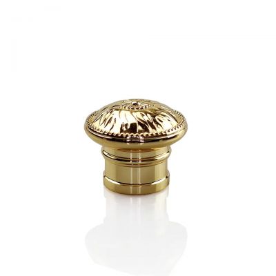 Luxury dubai middle east style crown perfume bottle lid gold metal zamac electroplated zinc alloy perfume bottle top 15fea