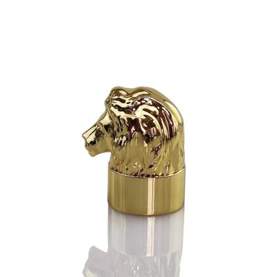 Make your own shiny gold decorative zinc alloy lion head perfume bottle cap for cologne package
