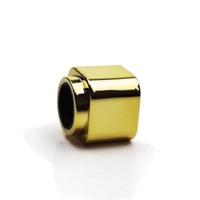 Custom round square cylinder shaped gold silver black electroplated abs plastic perfume lids 15mm