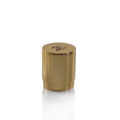 China factory direct price high quality cylinder shape glossy gold electroplated luxury zamac fea 15 mm crimp pump perfume cap