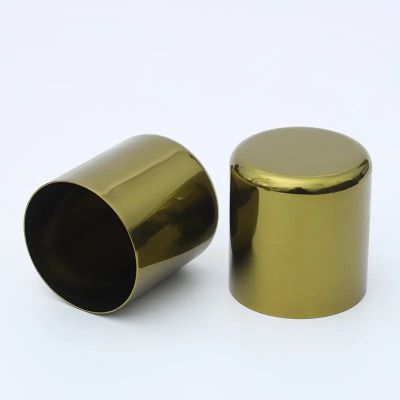Wholesale Bronze Anodized Aluminum Cover Glass Bottle Ball Cap Standard Emulsion Toner, Straight Round Cap