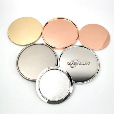 Custom embossed logo size shiny silver color metal zinc alloy candle glass jar cup lid high quality