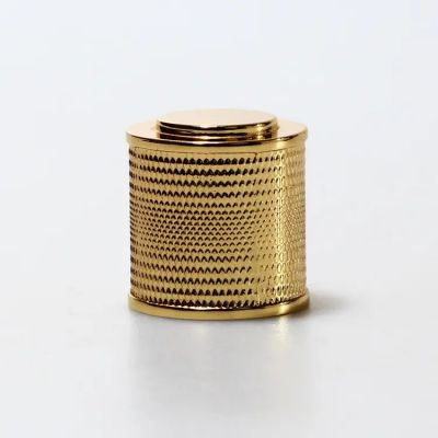 Factory custom logo mideast style gold cylinder new zamac lid cover zinc alloy bottle cap for perfume