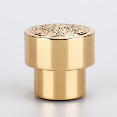 2023 Best design perfume bottle Factory OEM Perfume Bottle Caps Round cylinder golden metal zinc alloy perfume lids