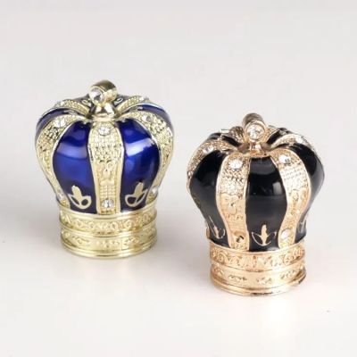 Decorative crown shaped zinc alloy perfume bottle cap from china