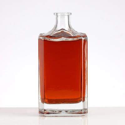 Hot sale flint glass liquor bottle clear spirit whisky square vodka 500ml clear brandy gin mezcal 750ml tequila with screw cap