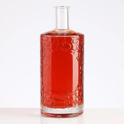 Custom 375Ml 500Ml 700Ml 750Ml 1000Ml Transparent Round Flint Glass Liquor Whisky Vodka Tequila Bottle engraved With Cork Lid