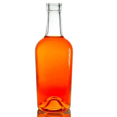 Hot sale flint glass liquor bottle spirit mezcal clear cylinder whisky 750ml frosted vodka rum gin tequila custom label decals
