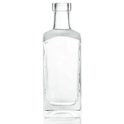 500ml 700ml 750ml rectangular vodka glass bottle with cork for whiskey brandy tequila rum gin custom liquor wine bottle