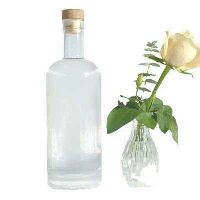 Custom High Quality 750ml Liquor Vodka Glass Bottle With Stopper mpty Brandy Gin Rum Vodka Tequila Liquor Glass Bottle