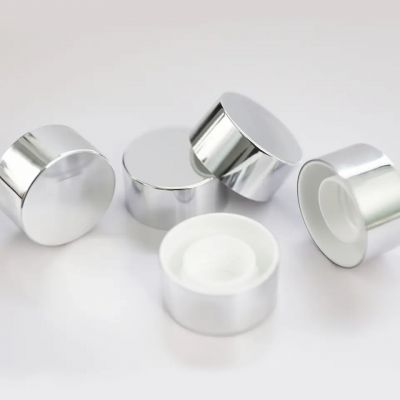 Wholesale Shiny silver Cap Cosmetic Packaging 24mm Toner Bottle Cap 24/410 Caps
