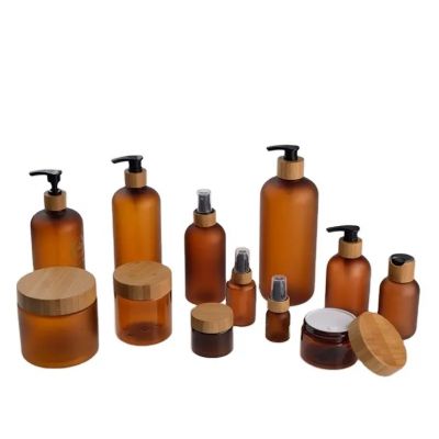 60ml 120ml plastic lotion shampoo bottle bamboo press cover disc top cap