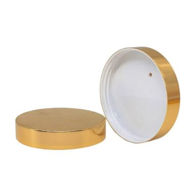 Wholesale 89400 89/400 Shiny Gold Metal Aluminum Plastic Cosmetic Jar gold Lids for Big Mouth Jar