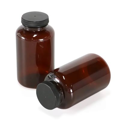 PET 500ml Customizable colors wide neck plastic pill capsule bottle medicine bottle with screw cap