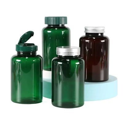 300ml brown transparent pet plastic bottle protein powder bottle with screw lid healthcare supplement bottle