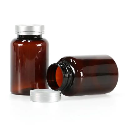 hot selling 250ml plastic vitamin bottles calcium capsule container with metallic cap healthcare supplement packaging jars