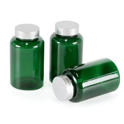 best selling 300ml pet plastic empty bottle vitamin calcium bottles gelatin capsule bottle with electroplated cap