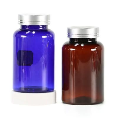 250ml pills capsules plastic bottle vitamin tablet customized container with metallic cap healthcare packaging bottle
