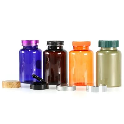 250ml brown transparent pet plastic bottle protein powder bottle with screw lid healthcare supplement bottle
