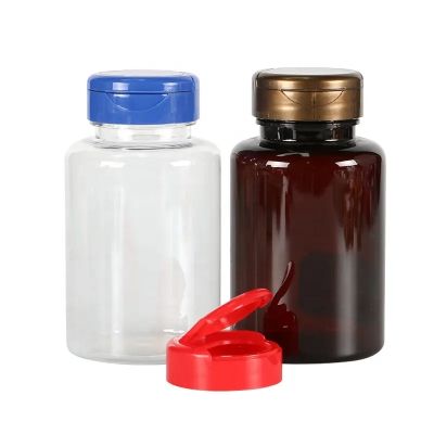 promotional capsule pill bottle healthcare supplement packaging bottle pills tablets bottle with flip top cap