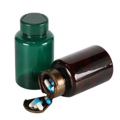 best sell plastic capsule bottle vitamin pills tablets bottles green calcium bottle with flip top cap