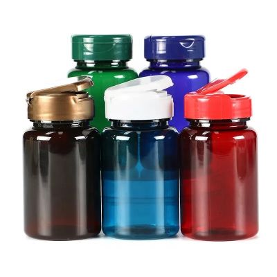 plastic pill bottles 100ml pet capsule pill bottle hot selling vitamin containers with metallic cover