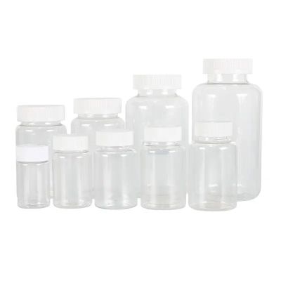 Empty Clear Pet Plastic Wide Mouth Transparent Medicine Pharmaceutical Packaging Bottle With Child Proof Resistant Screw Cap