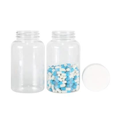 400ml transparent Empty Plastic Pill Bottle Capsules Supplements Bottle With Metallic Screw Cap