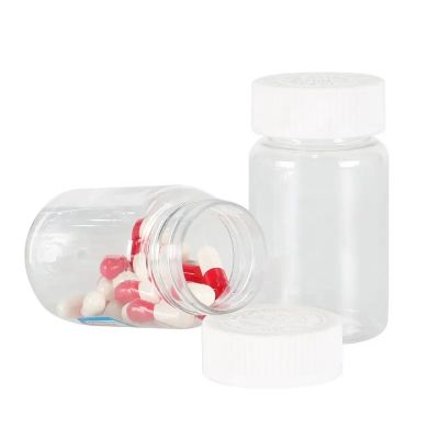 Customized Design Screen Printing Plastic Bottle Transparent 100ml Pet Vitamin Pill Bottle Plastic Capsule Bottle With CRC Lid